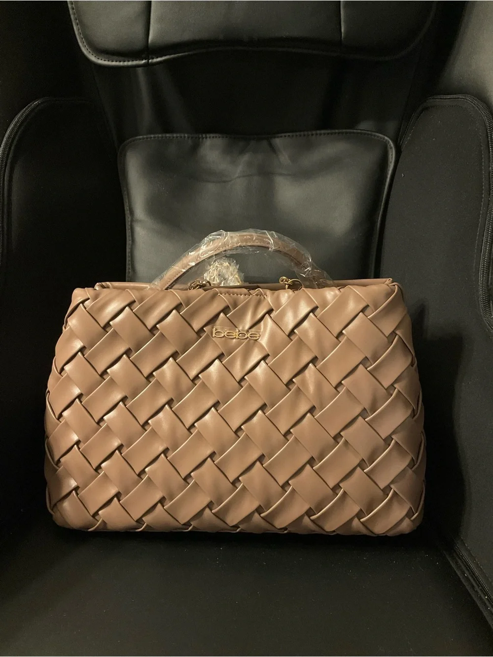 bebe Brown Woven Top-Handle Satchel